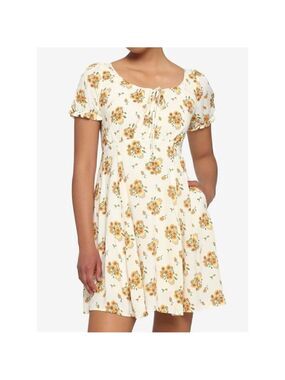 Sunflower Puff Sleeve Dress (Med)